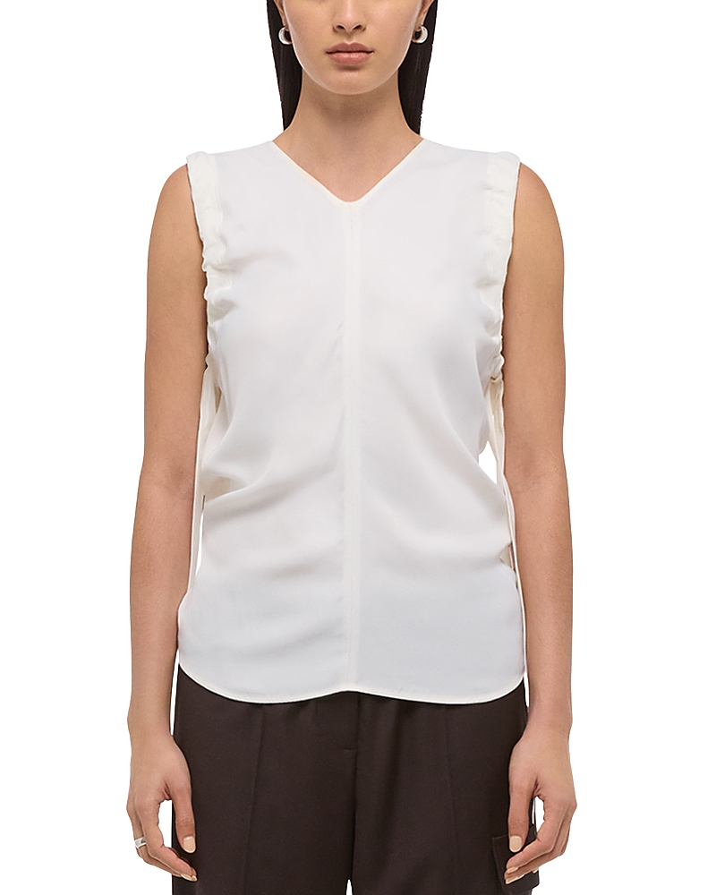 Helmut Lang Ruched Sleeveless Top In White
