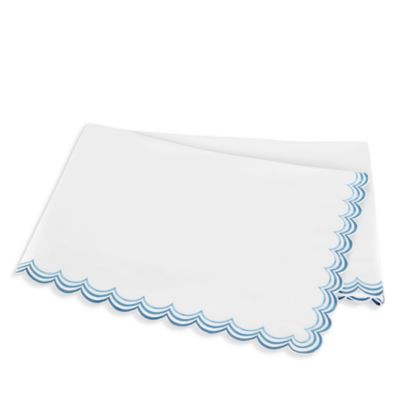 Stella Scalloped Embroidered Flat Sheet, Full/Queen
