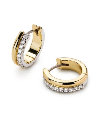 Brass and Cubic Zirconia Asher Pave Huggie Earrings