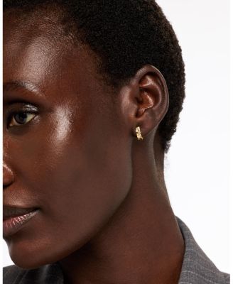 Brass and Cubic Zirconia Eden Mini Gold Huggie Earrings