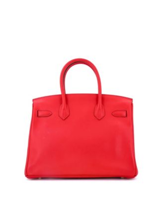 Birkin 30 Handbag Red Jonathan with Gold Hardware