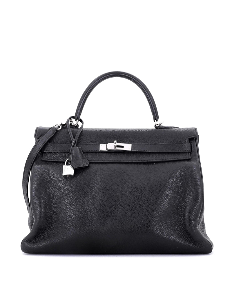 Pre-owned Pre-owned Hermes Hermes Kelly 35 Handbag Black Clemence With Palladium Hardware