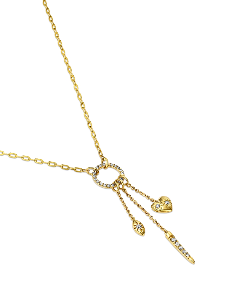 Bloomingdale's Fine Collection Diamond Charm Necklace In 14k Yellow Gold, 0.20 Tcw In Gold