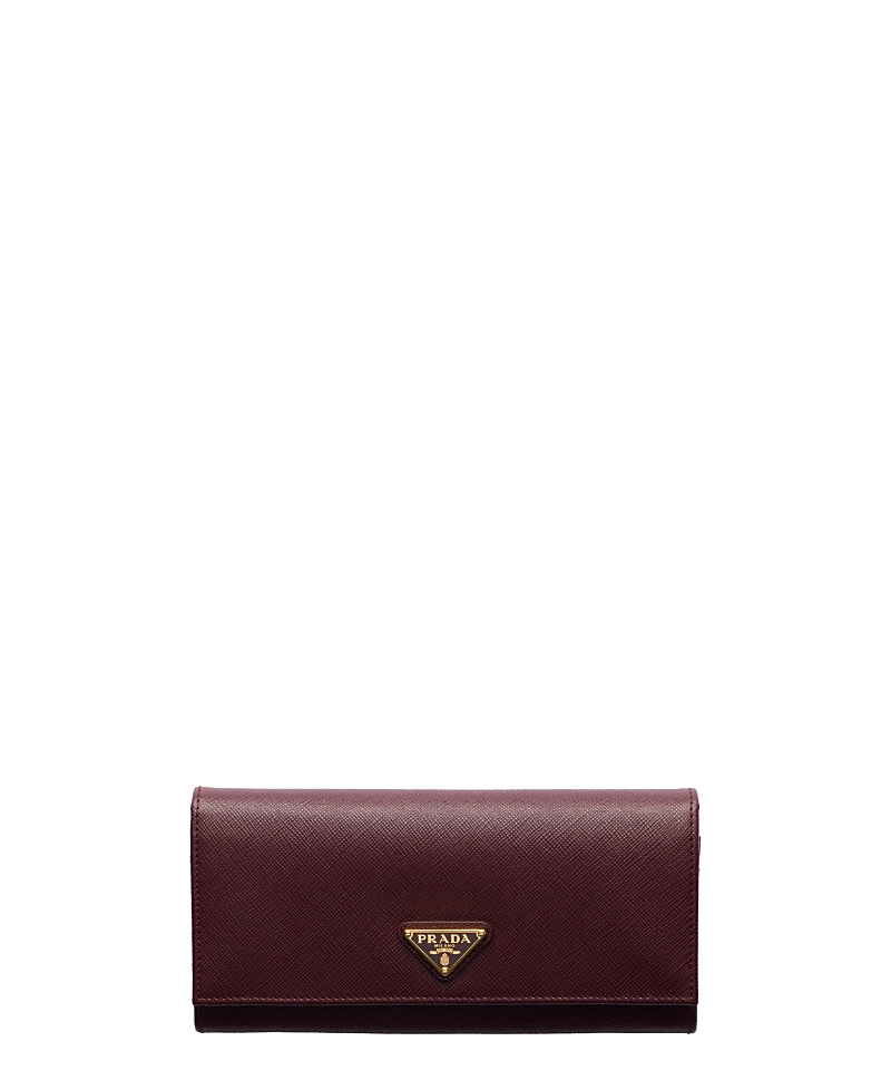Prada Large Saffiano Leather Wallet In Burgundy