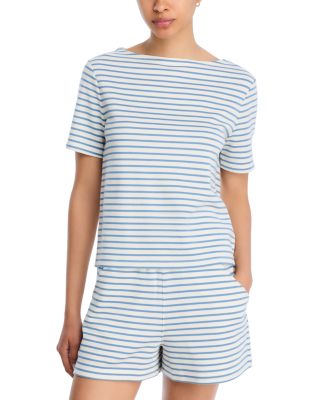 Veronica Beard Hovey Striped Short Sleeve Tee & Brighton Stripe Shorts