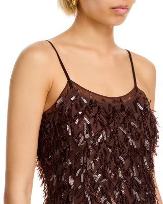 Sequin Mesh Slip Dress