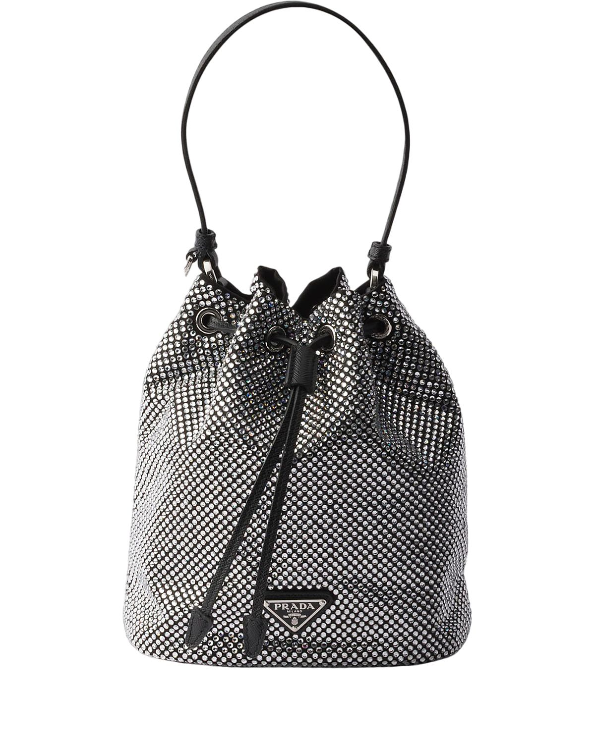 Prada Mini Crystal-Studded Satin Bag
