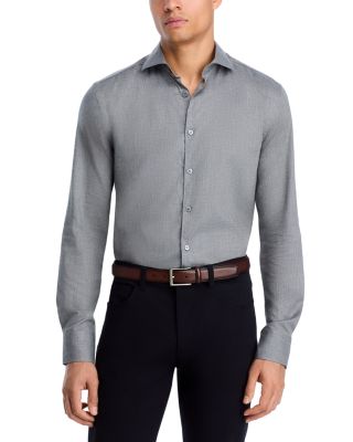 Tonal Herringbone Weave Sport Shirt