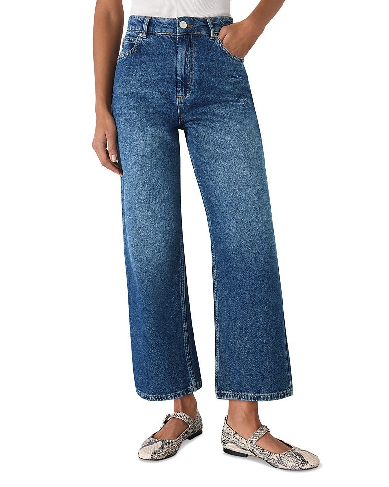 Whistles Womens Blue Straight Ankle-length Denim Jeans In Blue