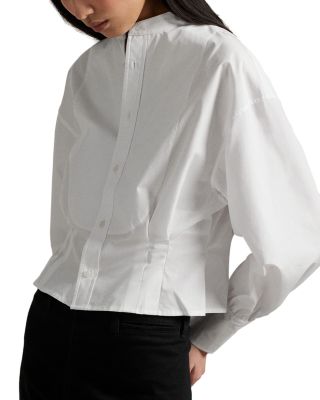 Cropped Cotton Poplin Tuxedo Shirt