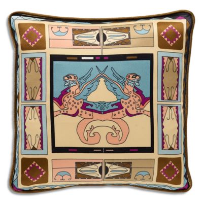 Zeugma Silk Printed Decorative Pillow, 18" x 18"