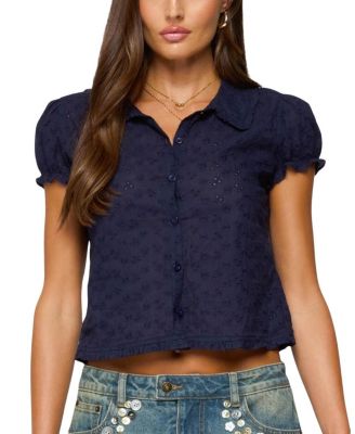 Edikted - Lanie Eyelet Tailored Button Up Shirt
