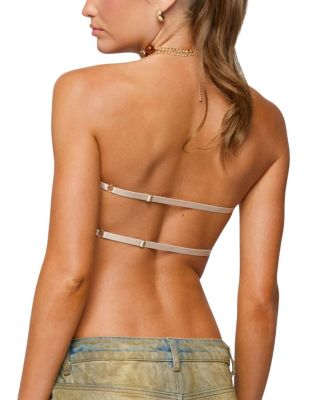  Sequin Backless Triangle Strapless Top