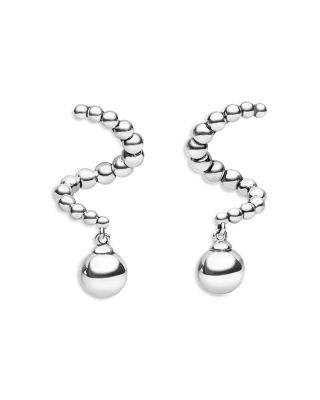 Sterling Silver Caviar Bubbly Beaded Statement Drop Earrings