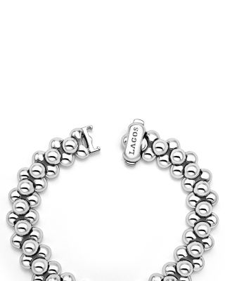 Sterling Silver Caviar Bubbly Bead Cluster Statement Bracelet