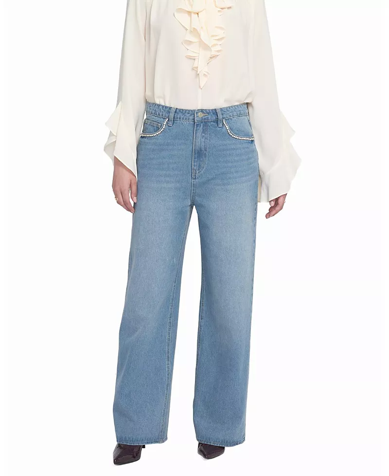 Elle Collection Rhinestone Pocket Jean in Medium Wash