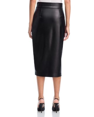 Faux Leather Midi Skirt - Exclusive