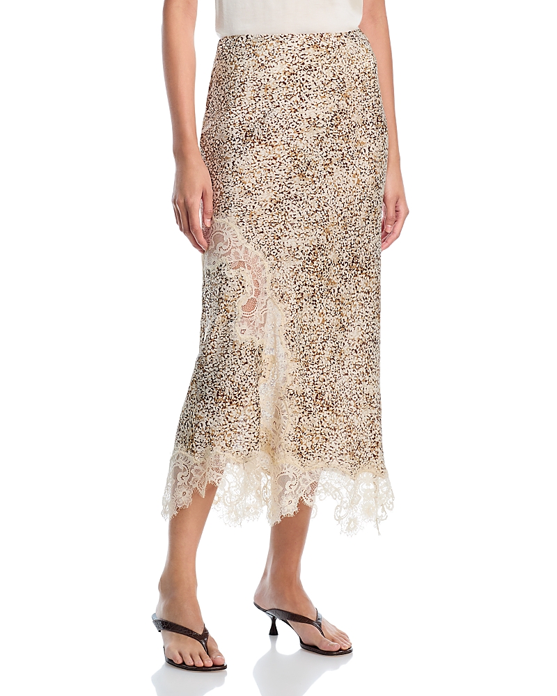 Aqua Lace Inset Midi Skirt - Exclusive In Multi