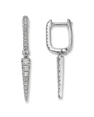 Diamond Drop Earrings in 14K White Gold, 0.3 tcw