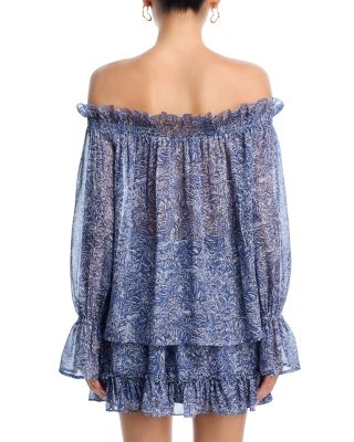 Metallic Print Off Shoulder Boho Top - Exclusive