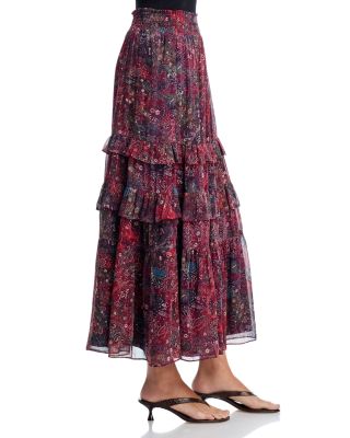Paisley Tiered Boho Maxi Skirt - Exclusive