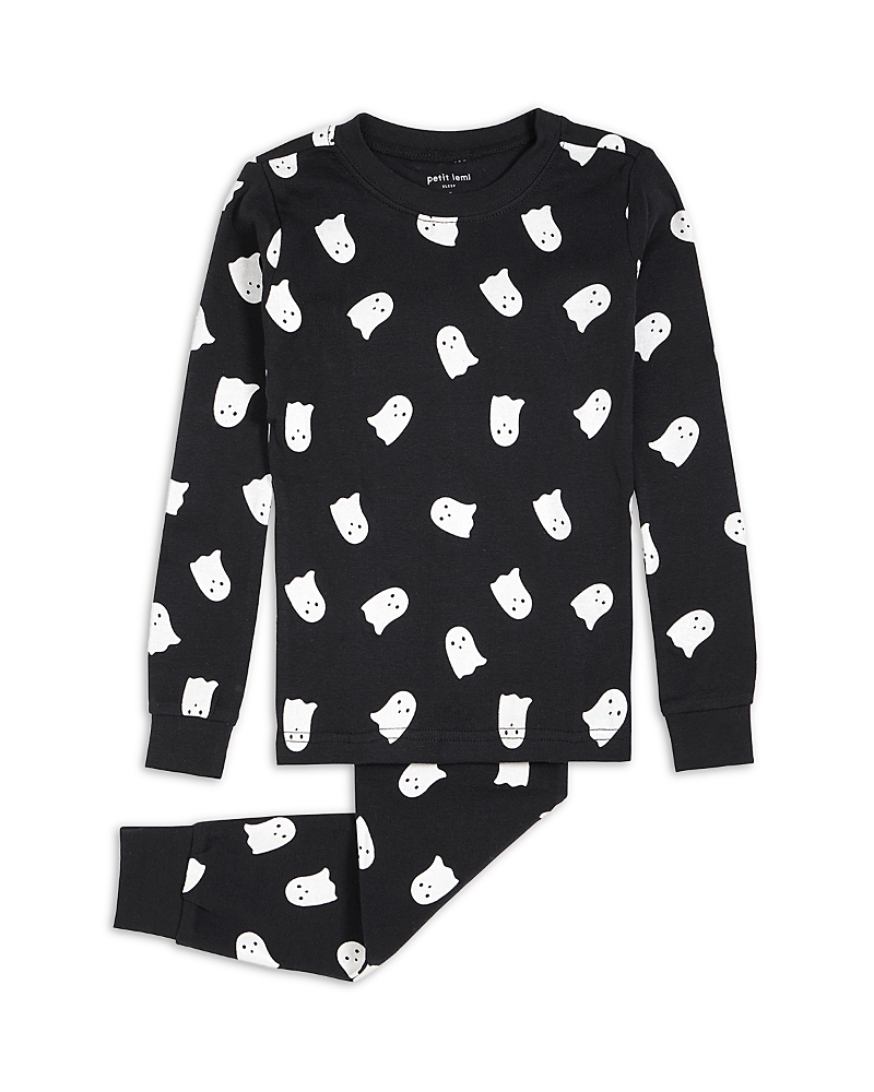 Petit Lem Unisex Glow In The Dark Ghost Print Pajama Set - Little Kid In Black