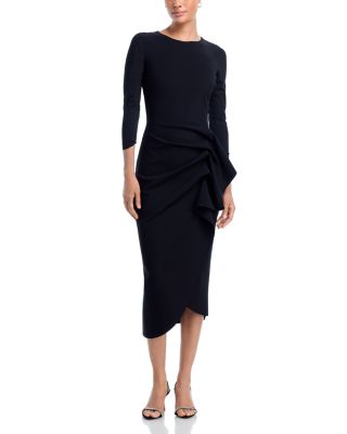 Wang 3/4 Sleeve Side Ruffle Dress