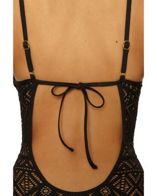 Crochet Plunge One Piece Swimsuit