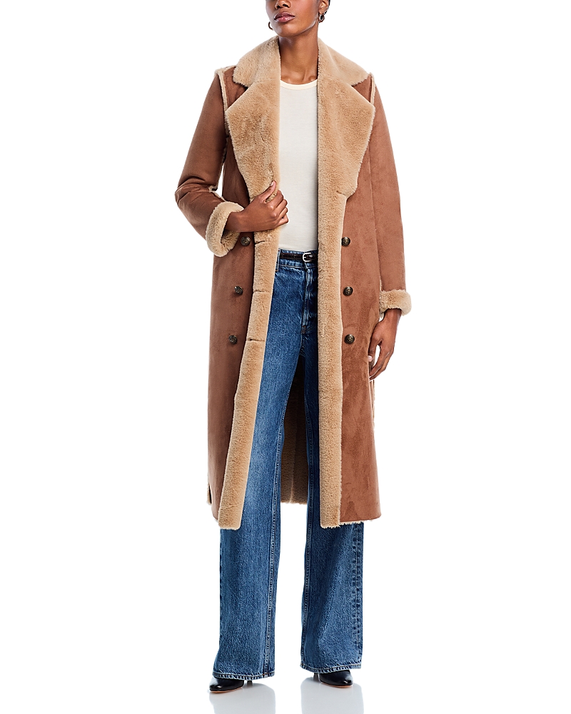 L Agence Citron Faux Fur Maxi Coat In Brown