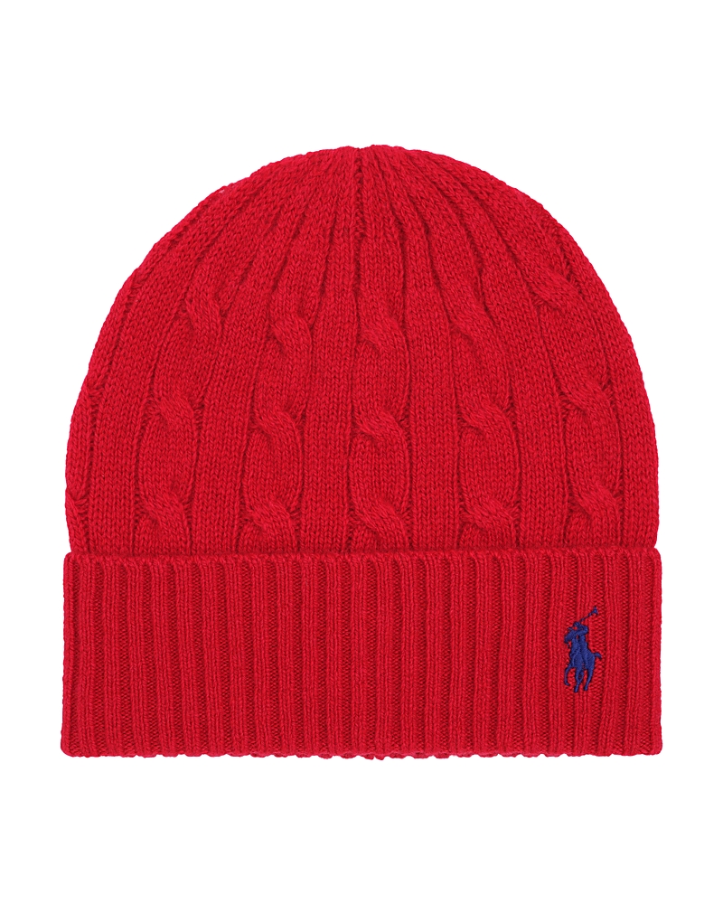 Polo Ralph Lauren Wool & Cashmere Cable Beanie In Red