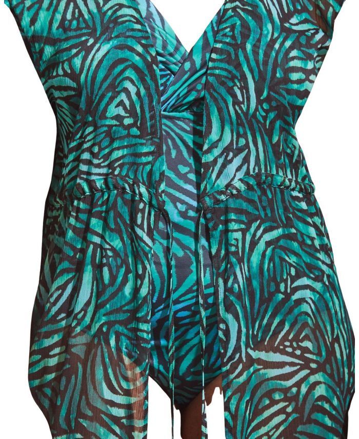 Abstract Drawstring Shoulder Kimono