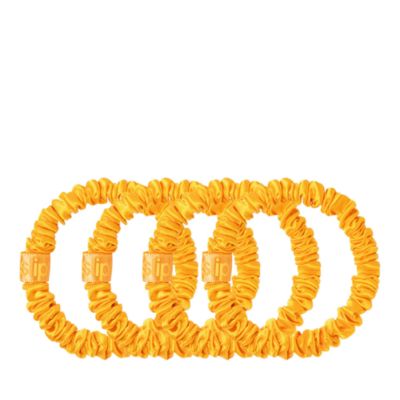 Pure Silk Back to Basics Skinny Scrunchies in Golden, Set of 4