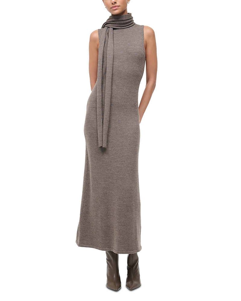 Staud Canal Sleeveless Merino Wool Midi Dress In Gray