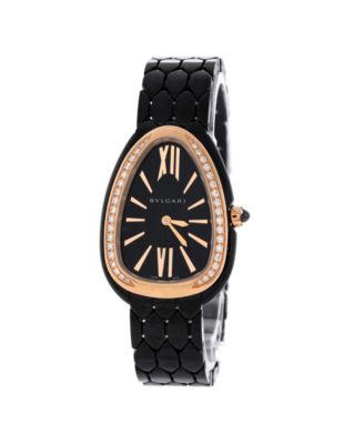 Serpenti Seduttori Quartz Watch in Ceramic and Rose Gold with Diamond Bezel 25mm