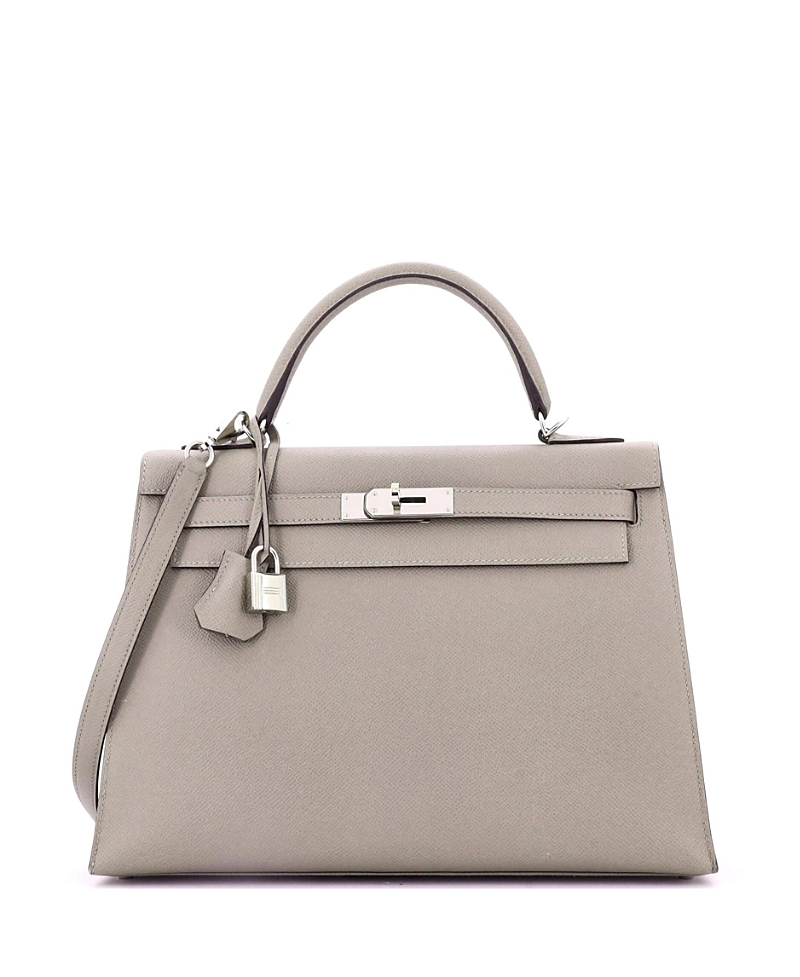 Pre-owned Pre-owned Hermes Hermes Kelly 32 Handbag Grey Epsom With Palladium Hardware In Gray
