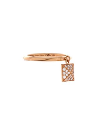 Small Clou d'H Charm Ring 18K Rose Gold and Diamonds