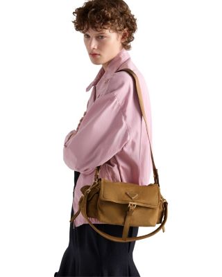 Explore Medium Suede Shoulder Bag With Flap