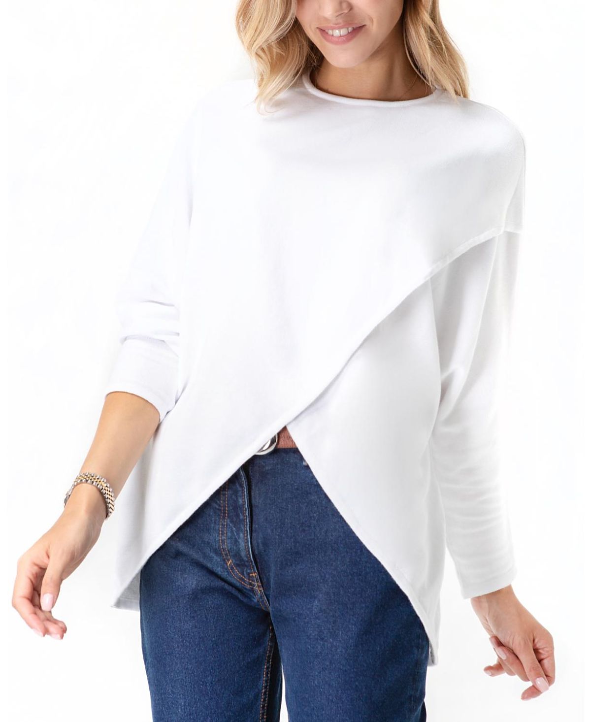 Accouchee Let Loose Crossover Long Sleeve Maternity Nursing Knit Sweater