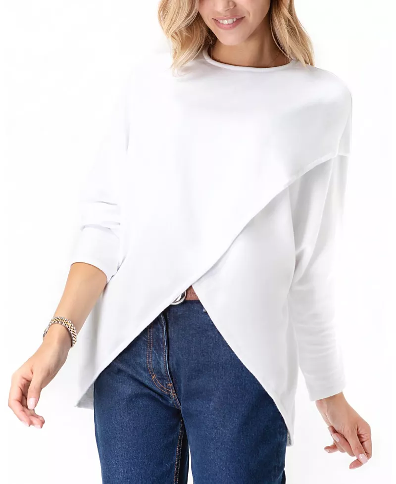 Accouchee Let Loose Crossover Long Sleeve Maternity Nursing Knit Sweater