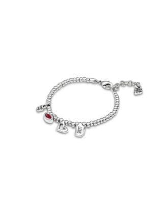 Sterling Silver-Plated Beaded Bracelet With Charms