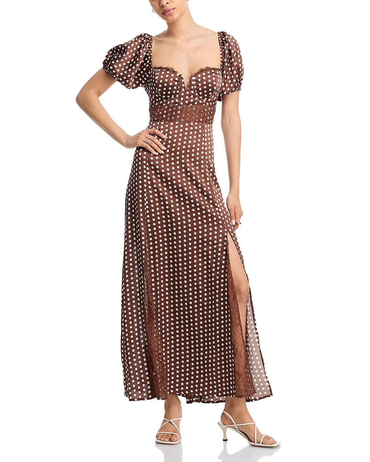 Aqua Polka Dot Lace Trim Dress - Exclusive