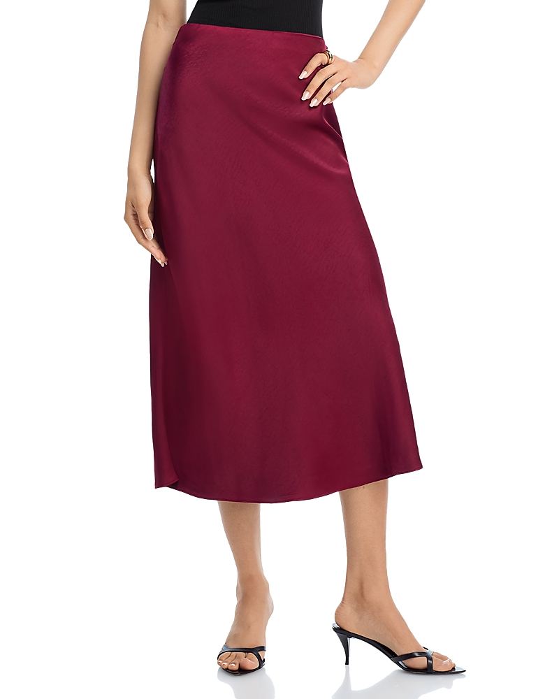 Aqua Midi Satin Slip Skirt - Exclusive