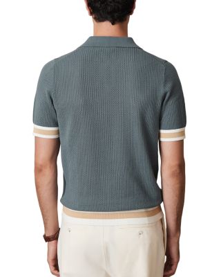 Callie Striped Cuff Perforated Polo Shirt