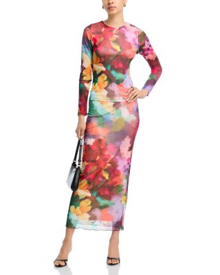 Floral Mesh Long Sleeve Top - Exclusive