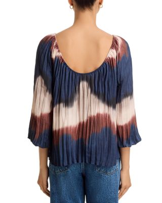 Pleated Three Quarter Sleeve Blouse