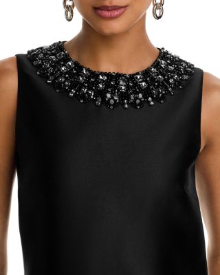 Taffeta Embellished Trim Mini Dress