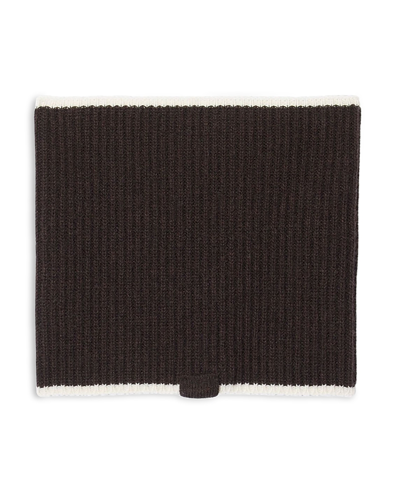 Sandro Rib Knit Neck Warmer Scarf In Brown