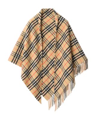 Check Wool Cashmere Cape