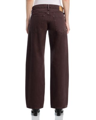 Saige Low Rise Relaxed Straight Jeans in Dark Brown