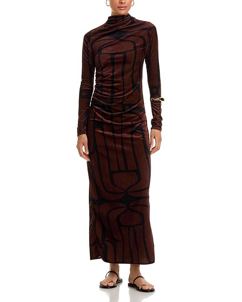 Cala De La Cruz Isidora Velvet Maxi Dress In Brown